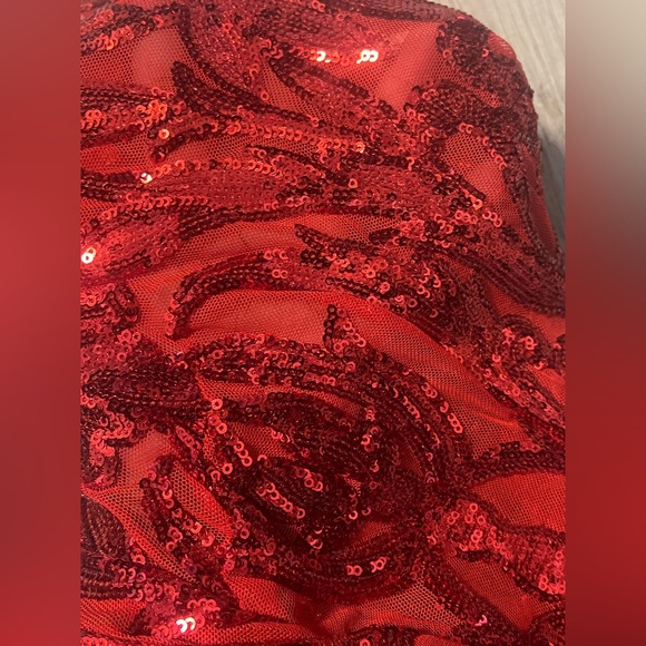 Red Sequin Midi Dress - Picture 12 of 14